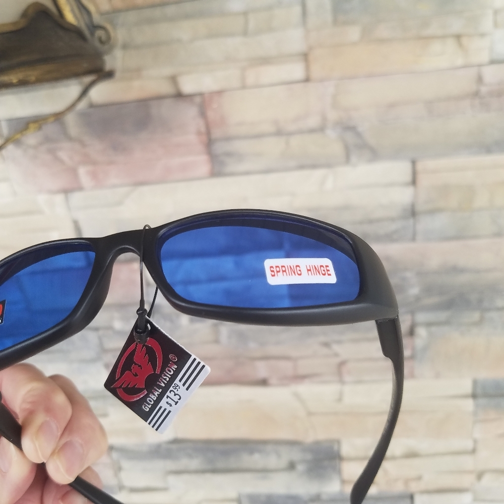 Women Blue Lens Sunglasses Spring Assisted Arms
